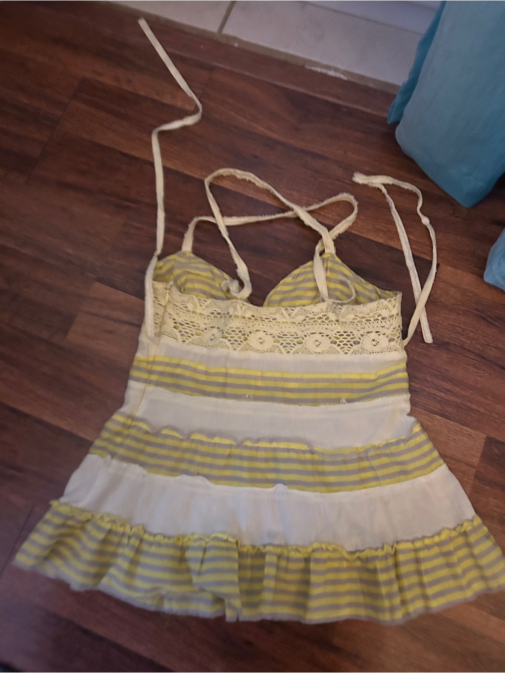 Women's Lace-Top Striped Camisole Tank - Yellow & White Free people - Picture 4 of 7
